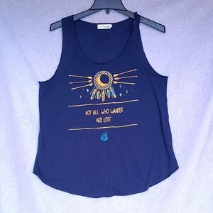 Navy Blue Graphic Tank Top